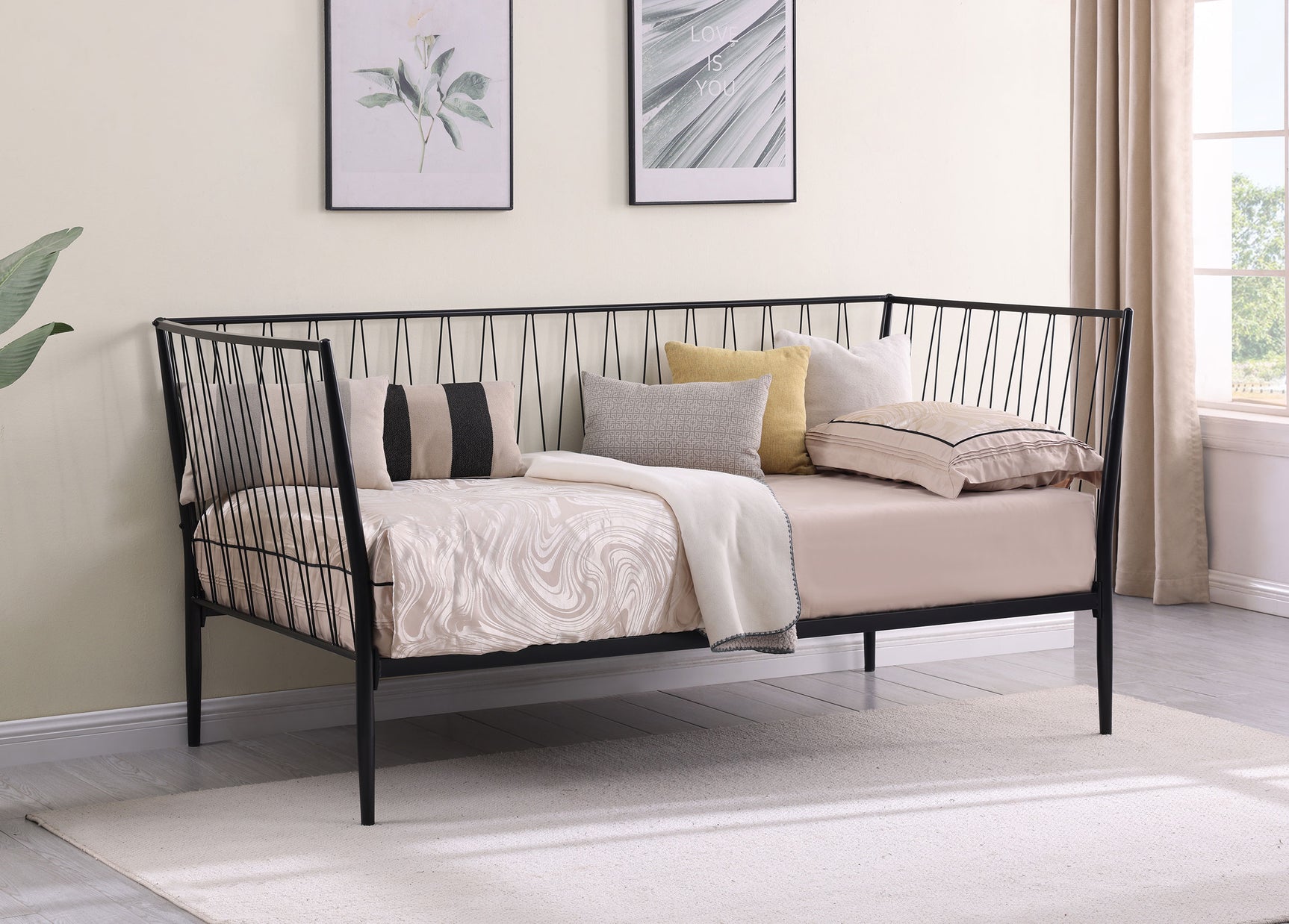 Richland Metal Twin Daybed Bed Frame Matte Black - Tampa Furniture Outlet