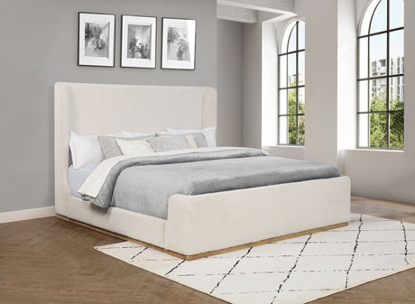 Nala Upholstered Eastern King Sleigh Bed Cream - Tampa Furniture Outlet