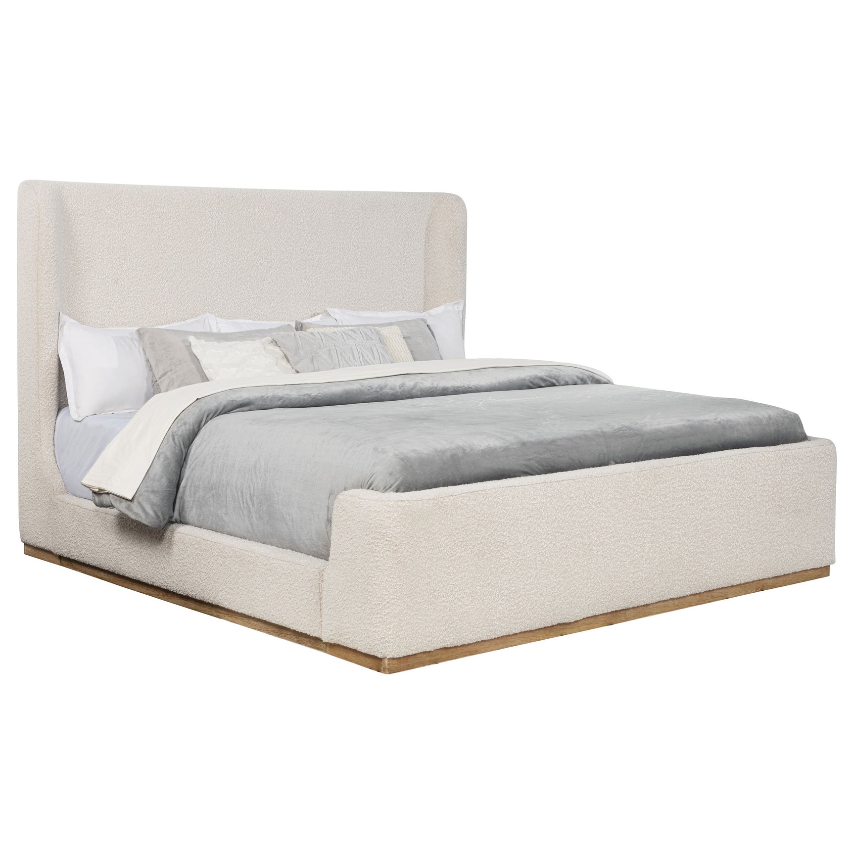 Nala Upholstered Eastern King Sleigh Bed Cream - Tampa Furniture Outlet