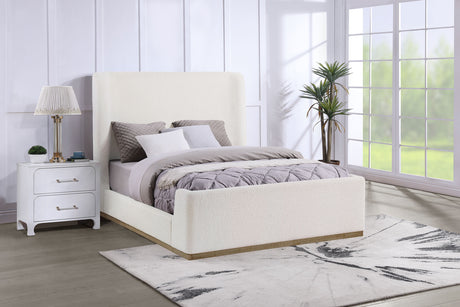 Nala Upholstered Queen Sleigh Bed Cream - Tampa Furniture Outlet