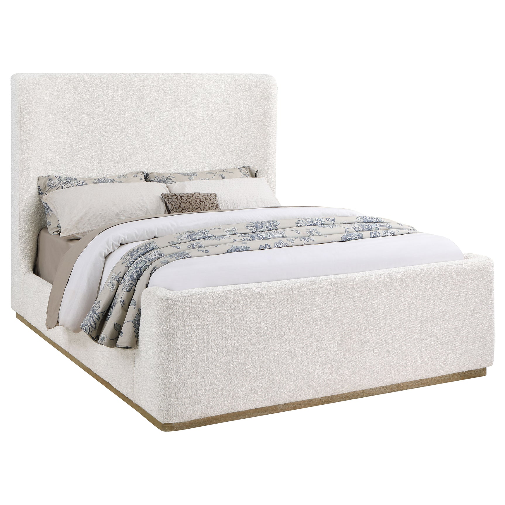 Nala Upholstered Queen Sleigh Bed Cream - Tampa Furniture Outlet