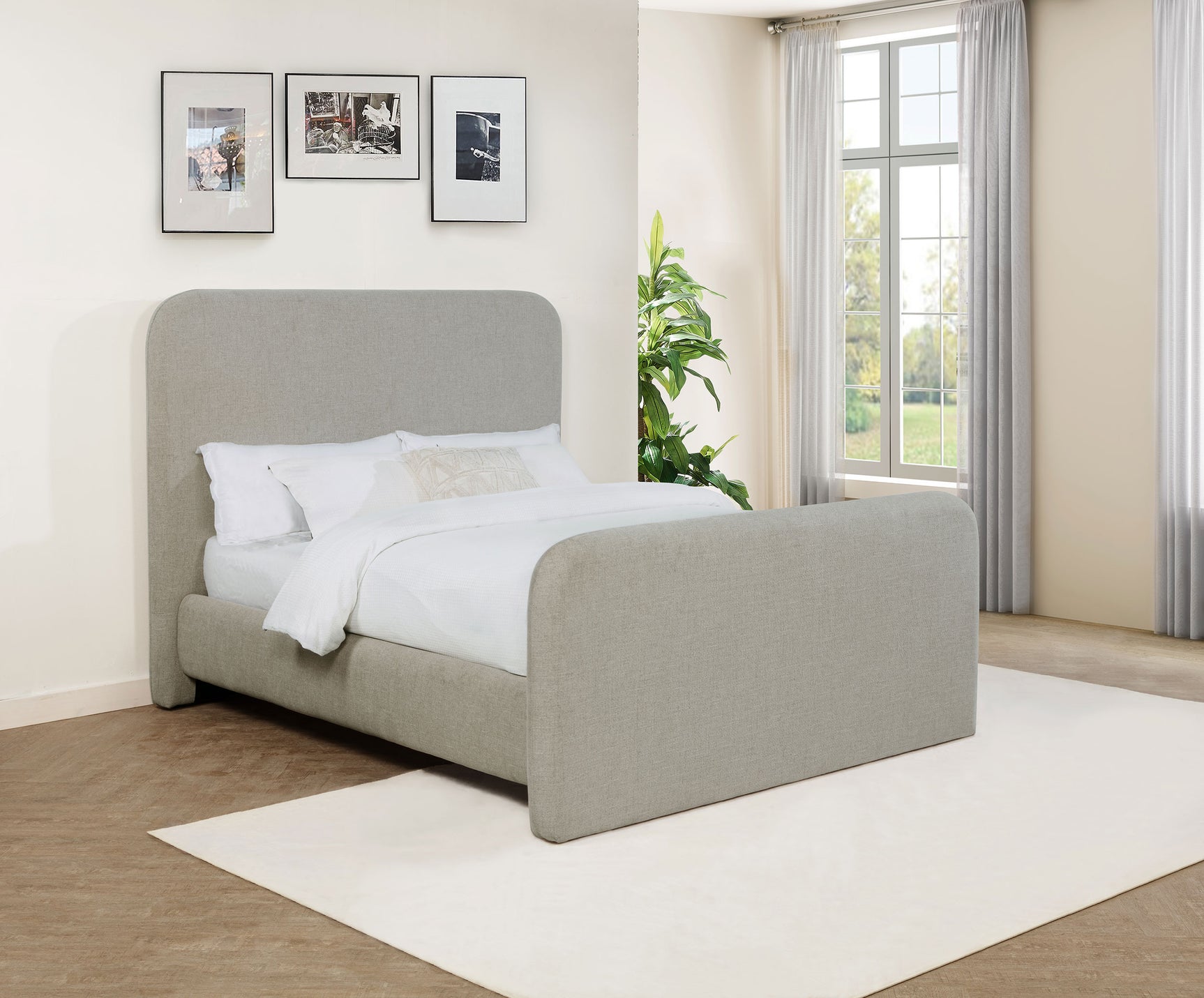 Wren Upholstered Queen Panel Bed Grey - Tampa Furniture Outlet
