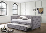 Mockern Upholstered Twin Daybed with Trundle Grey - Tampa Furniture Outlet