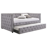 Mockern Upholstered Twin Daybed with Trundle Grey - Tampa Furniture Outlet