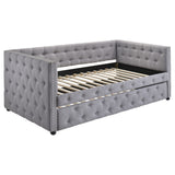 Mockern Upholstered Twin Daybed with Trundle Grey - Tampa Furniture Outlet