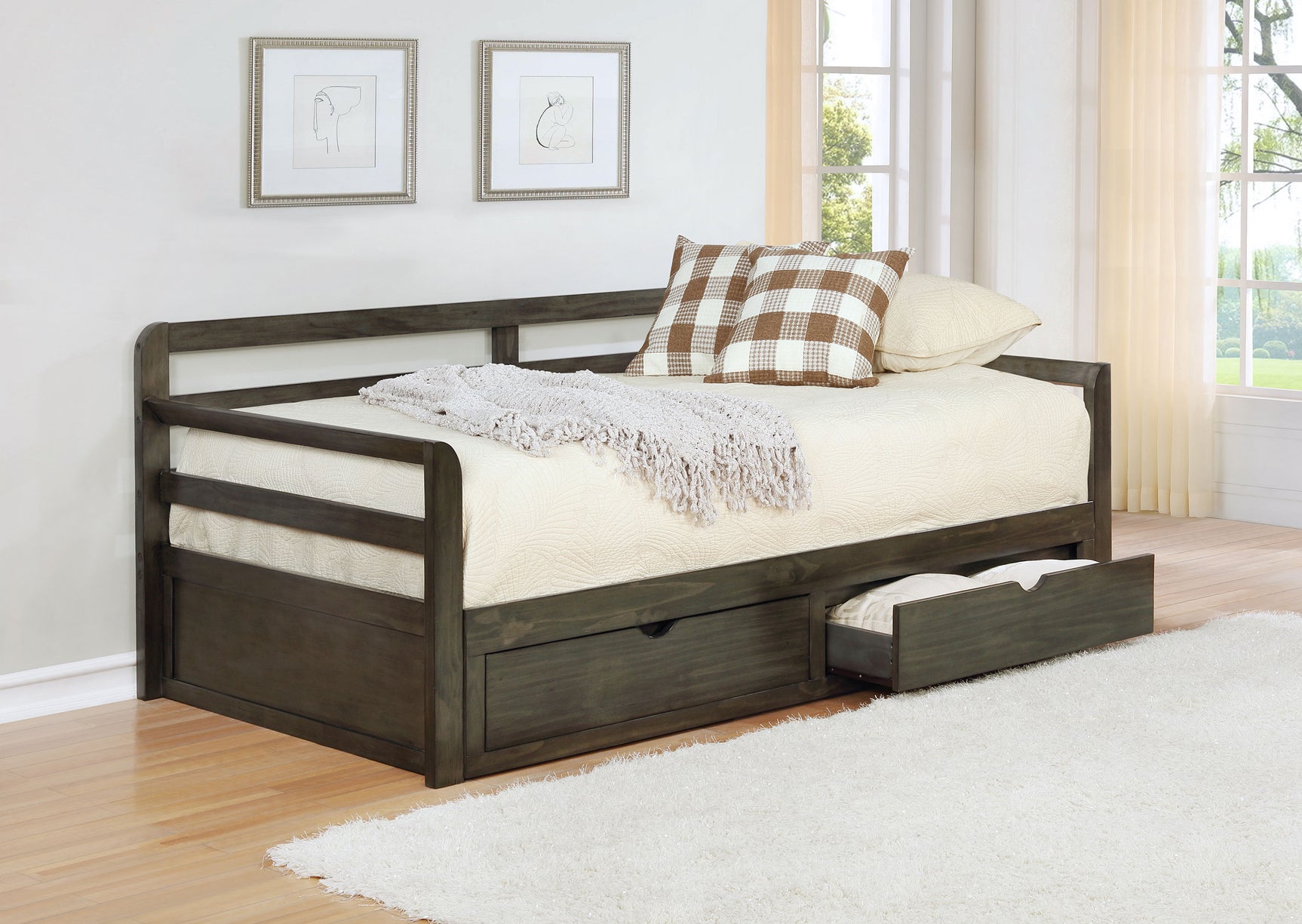 Sorrento 2-drawer Twin XL Daybed with Extension Trundle Grey - Tampa Furniture Outlet