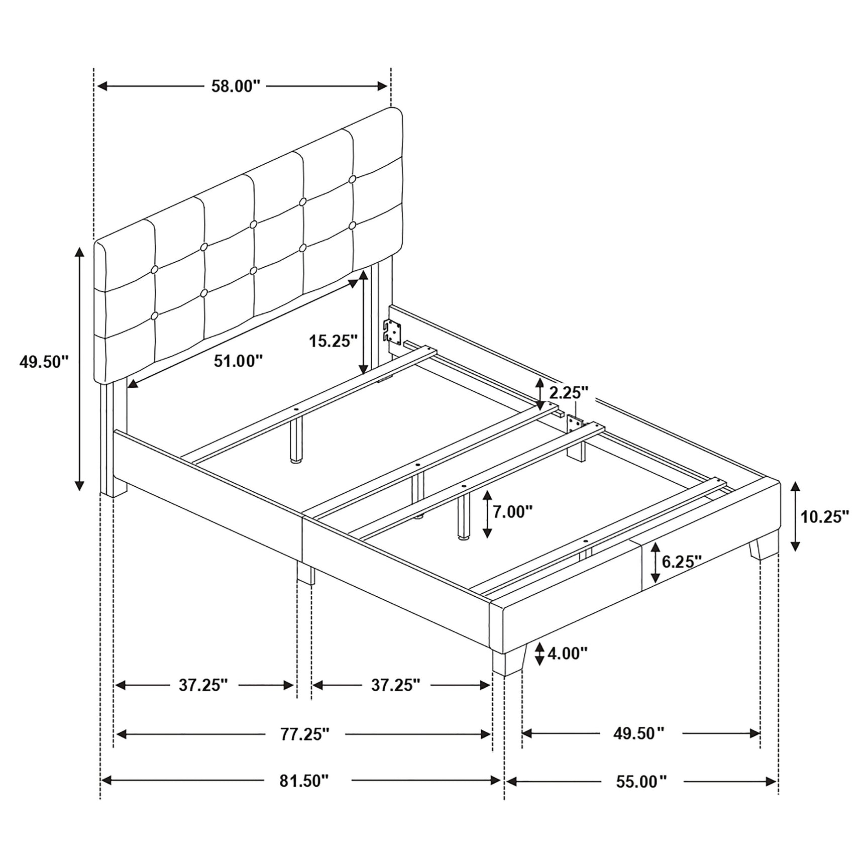 Mapes Upholstered Full Panel Bed Charcoal - Tampa Furniture Outlet