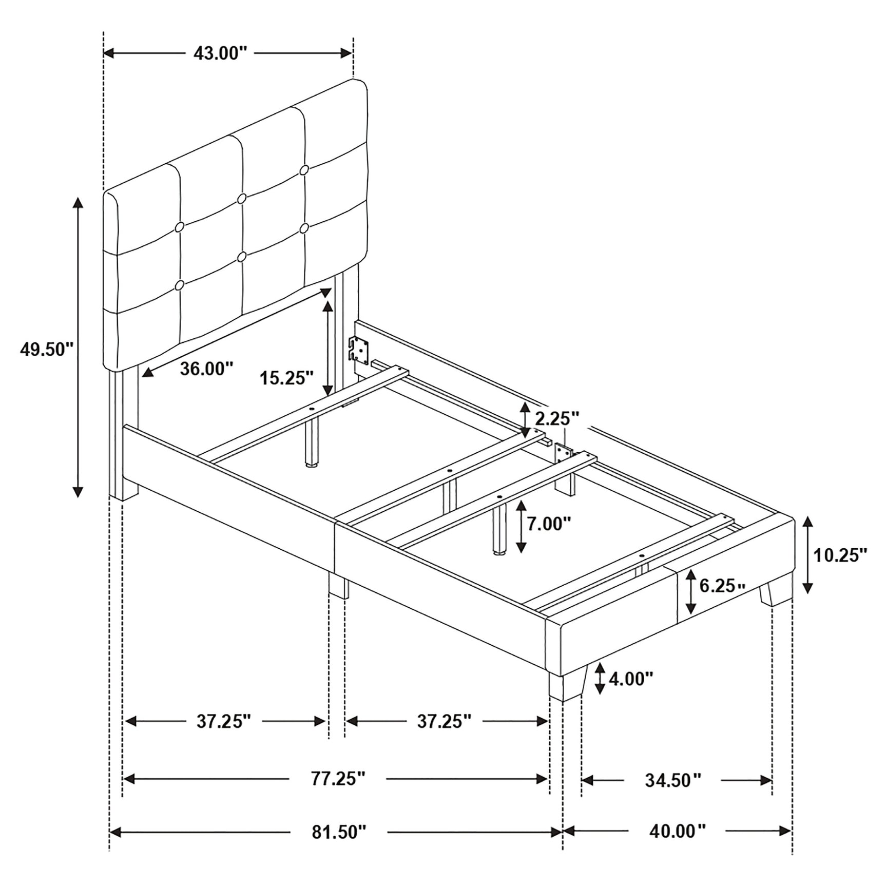 Mapes Upholstered Twin Panel Bed Charcoal - Tampa Furniture Outlet