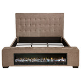 Senna Upholstered Queen Audio Flame Visualizer Bed Brown - Tampa Furniture Outlet