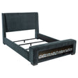 Tampa Furniture Outlet - Coaster - Preston Upholstered California King Audio Flame Visualizer Bed Dark Blue - 305821KW