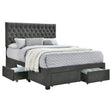 Tampa Furniture Outlet - Coaster - Soledad Upholstered Eastern King Storage Panel Bed Grey - 305877KE
