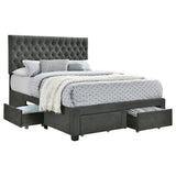 Tampa Furniture Outlet - Coaster - Soledad Upholstered Eastern King Storage Panel Bed Grey - 305877KE