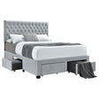 Tampa Furniture Outlet - Coaster - Soledad Upholstered Eastern King Storage Bed Light Grey - 305878KE