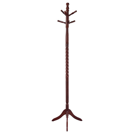Tampa Furniture Outlet - Coaster - Riona 6 Hook Freestanding Wood Coat Rack Hat Hanger Merlot - 3058