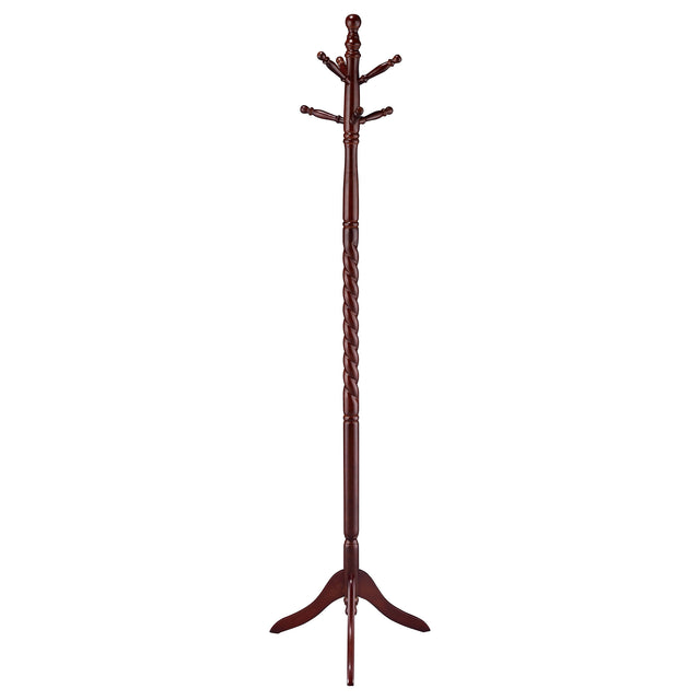 Tampa Furniture Outlet - Coaster - Riona 6 Hook Freestanding Wood Coat Rack Hat Hanger Merlot - 3058