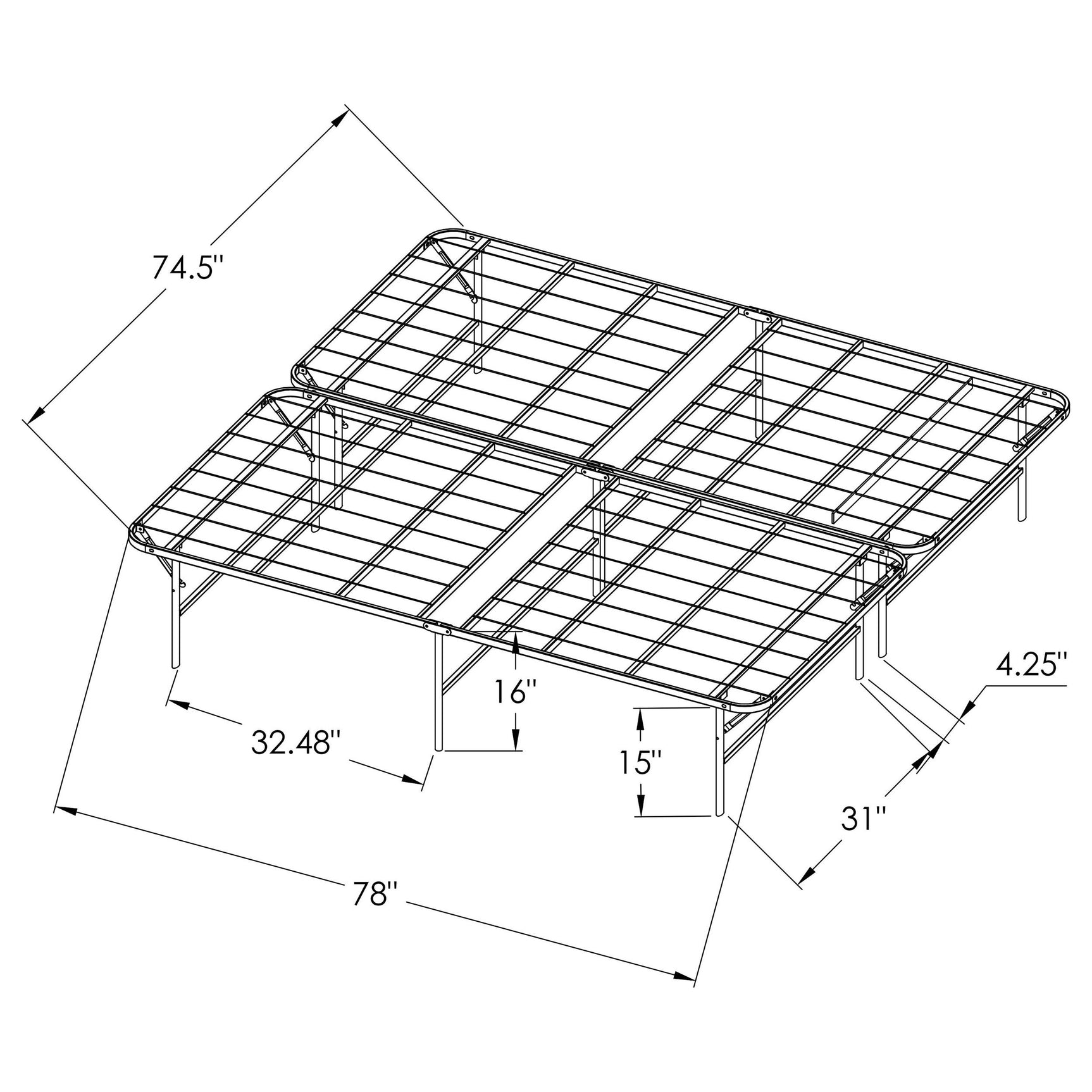 Mabel Metal Eastern King Mattress Support Platform Bed Black - Tampa Furniture Outlet