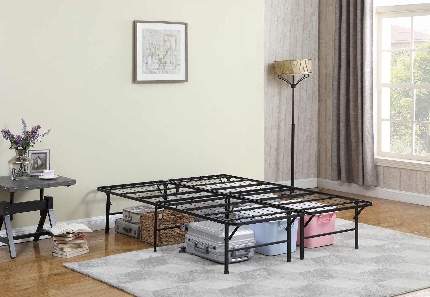 Mabel Metal Queen Mattress Support Platform Bed Black - Tampa Furniture Outlet
