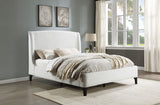 Mosby Upholstered Eastern King Wingback Bed Snow - Tampa Furniture Outlet