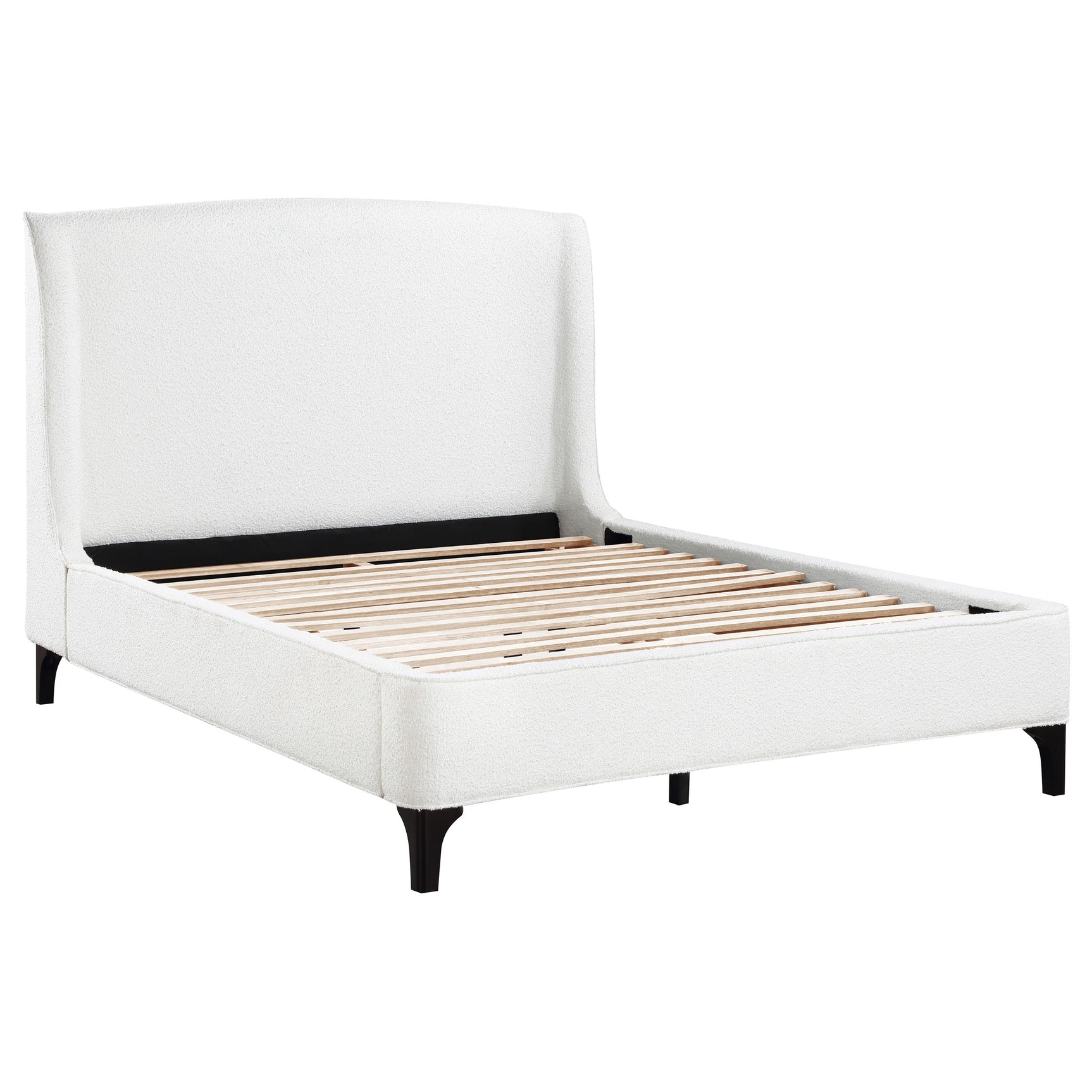 Tampa Furniture Outlet - Coaster - Mosby Upholstered Eastern King Wingback Bed Snow - 306020KE