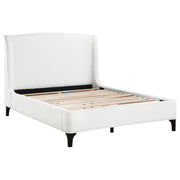 Tampa Furniture Outlet - Coaster - Mosby Upholstered Eastern King Wingback Bed Snow - 306020KE