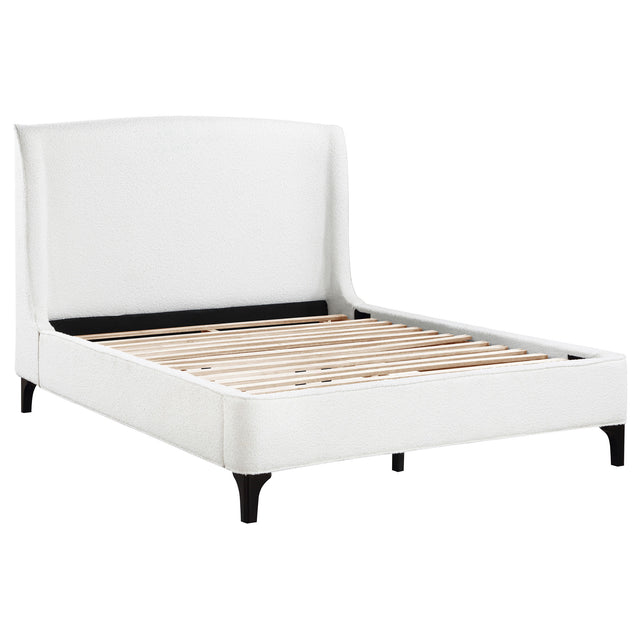Tampa Furniture Outlet - Coaster - Mosby Upholstered Eastern King Wingback Bed Snow - 306020KE