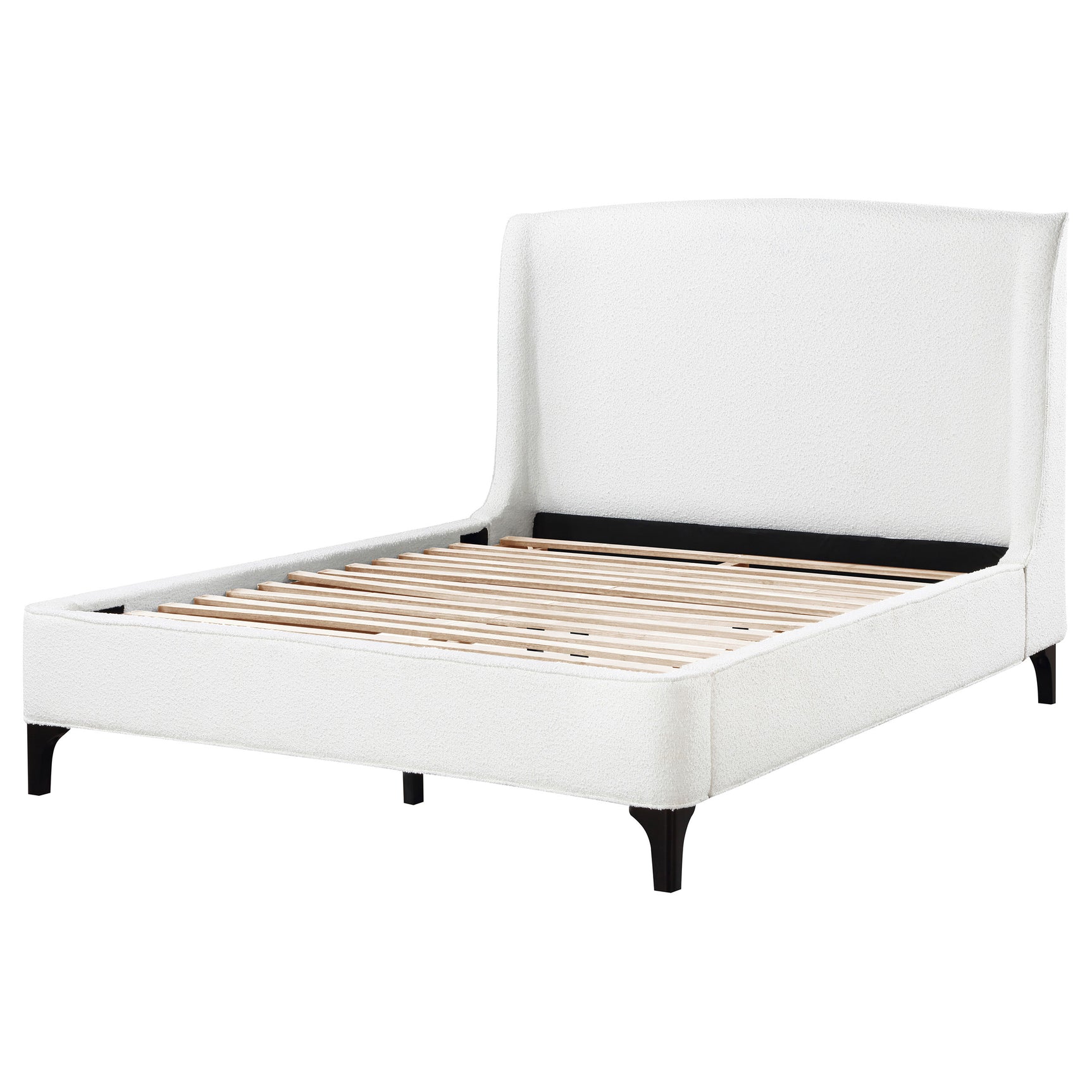 Mosby Upholstered Eastern King Wingback Bed Snow - Tampa Furniture Outlet