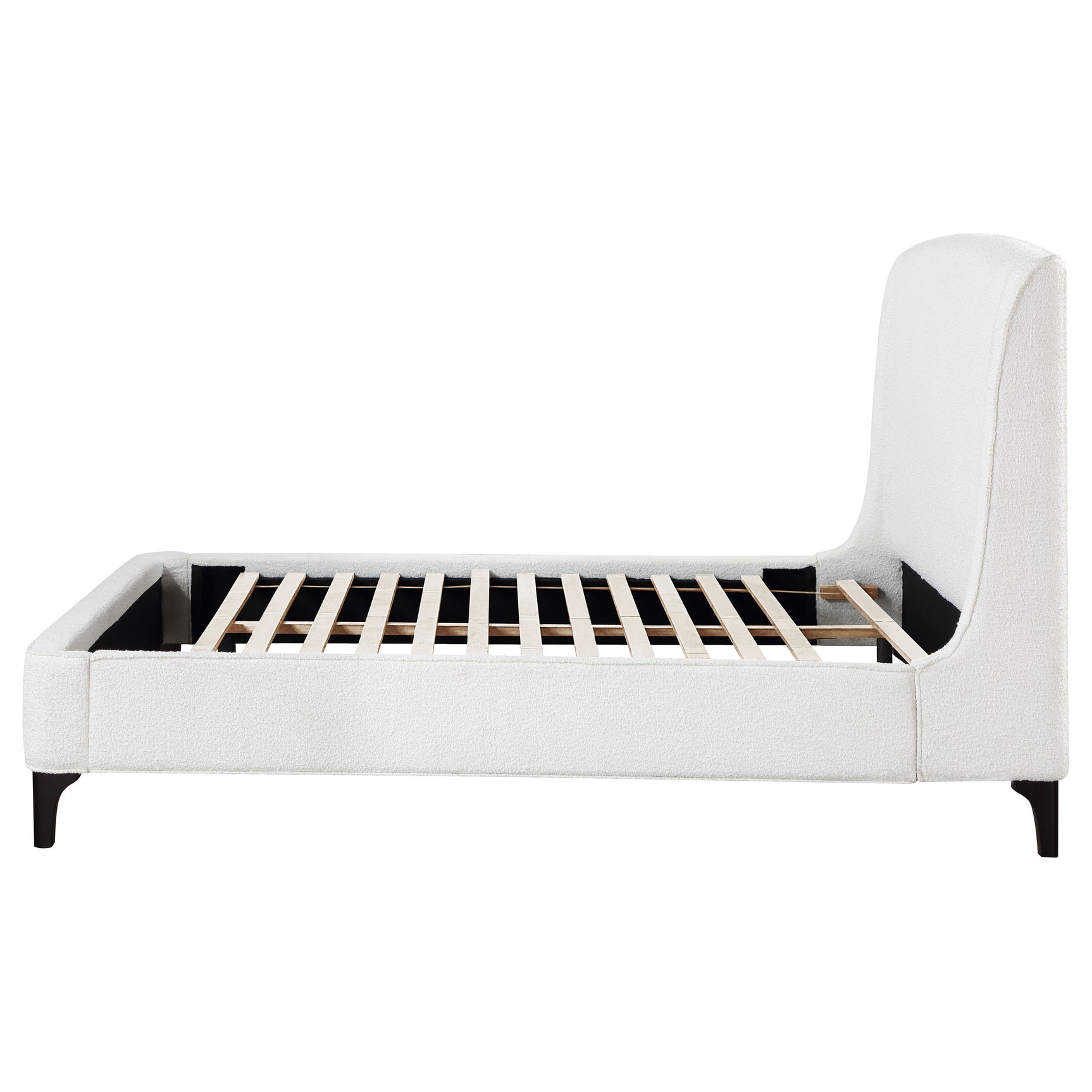 Mosby Upholstered Eastern King Wingback Bed Snow - Tampa Furniture Outlet