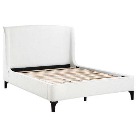 Tampa Furniture Outlet - Coaster - Mosby Upholstered Queen Wingback Bed Snow - 306020Q