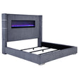Tampa Furniture Outlet - Coaster - Tisdall Upholstered Eastern King Flame Visualizer Bed Grey - 306030KE