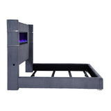 Tisdall Upholstered Eastern King Flame Visualizer Bed Grey - Tampa Furniture Outlet