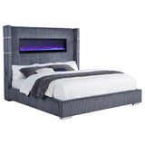 Tisdall Upholstered Cal King Flame Visualizer Bed Grey - Tampa Furniture Outlet