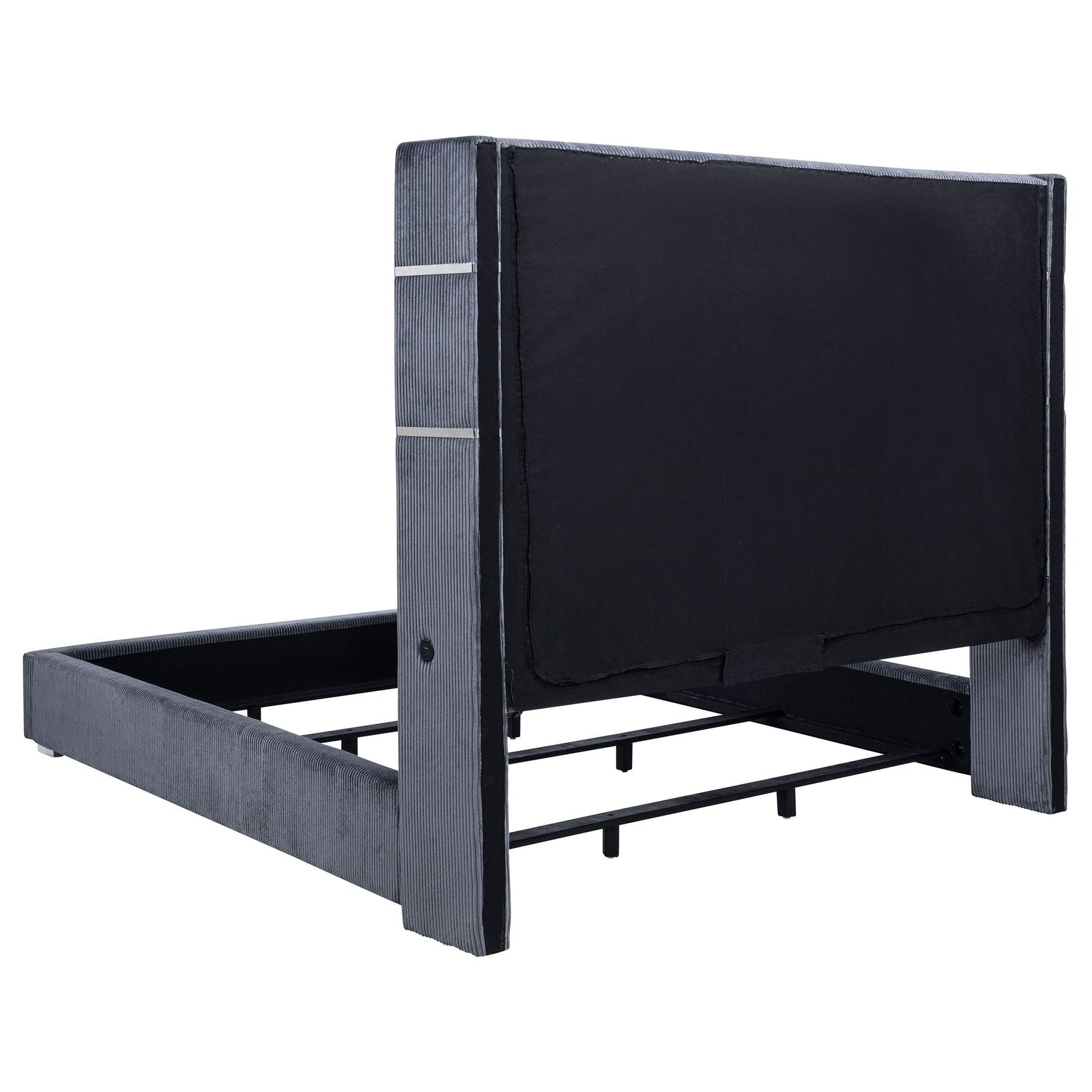 Tisdall Upholstered Cal King Flame Visualizer Bed Grey - Tampa Furniture Outlet