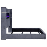 Tisdall Upholstered Cal King Flame Visualizer Bed Grey - Tampa Furniture Outlet