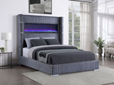 Tisdall Upholstered Queen Flame Visualizer Bed Grey - Tampa Furniture Outlet