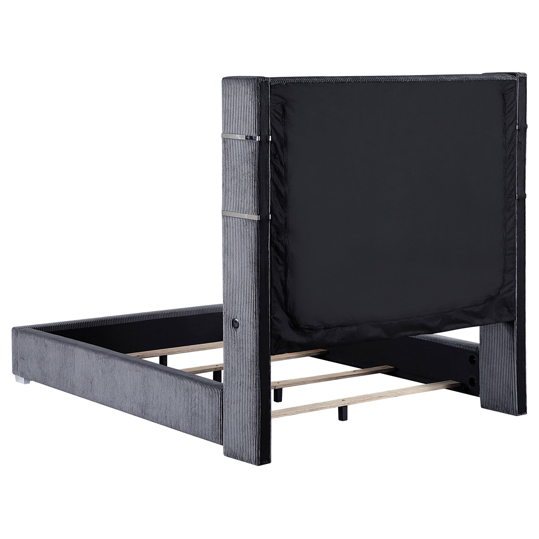 Tisdall Upholstered Queen Flame Visualizer Bed Grey - Tampa Furniture Outlet