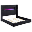 Tampa Furniture Outlet - Coaster - Tisdall Upholstered Eastern King Flame Visualizer Bed Black - 306031KE