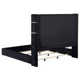 Tisdall Upholstered Eastern King Flame Visualizer Bed Black - Tampa Furniture Outlet