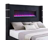 Tisdall Upholstered Cal King Flame Visualizer Bed Black - Tampa Furniture Outlet