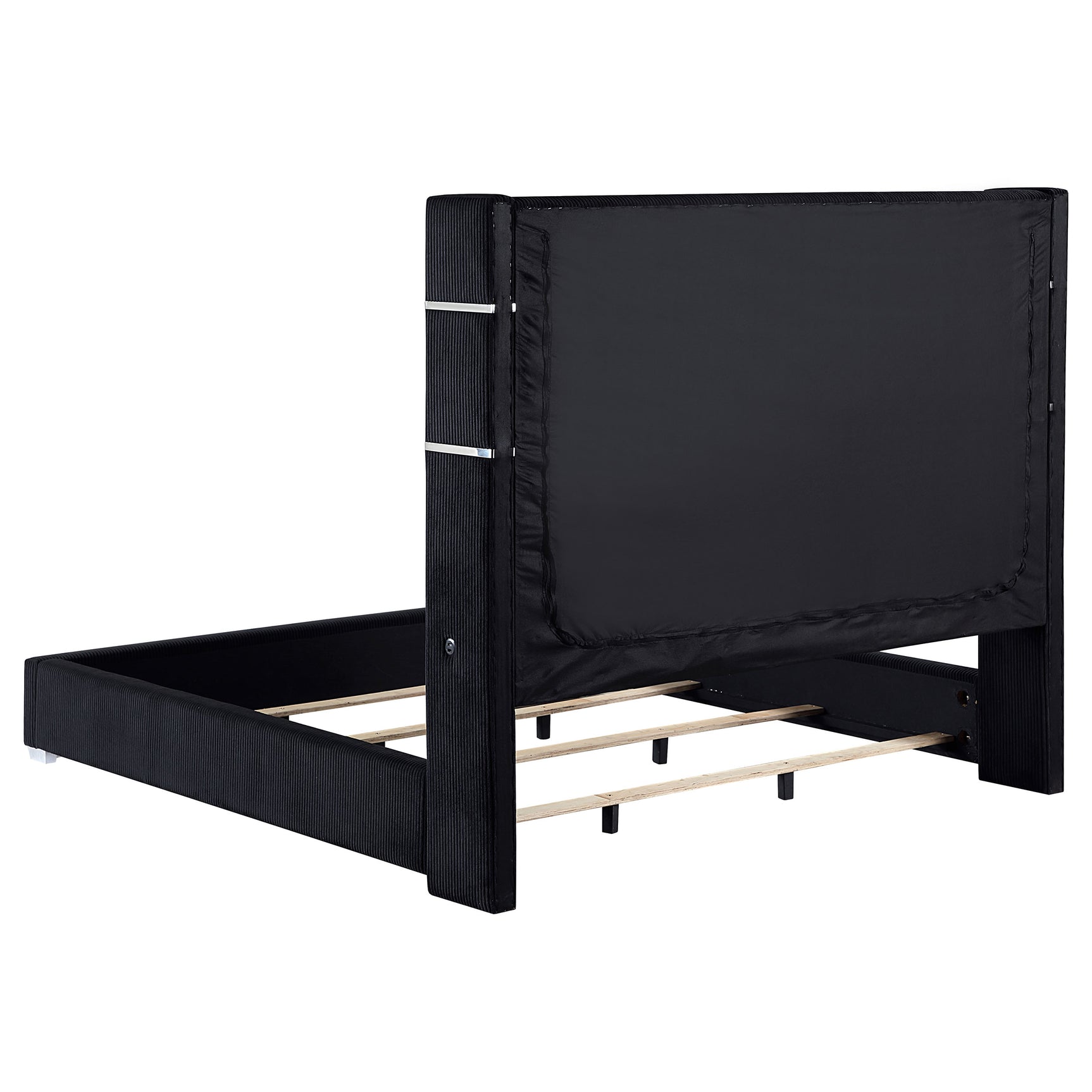 Tisdall Upholstered Queen Flame Visualizer Bed Black - Tampa Furniture Outlet