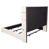 Tisdall Upholstered Eastern King Flame Visualizer Bed Cream - Tampa Furniture Outlet