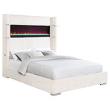 Tisdall Upholstered Cal King Flame Visualizer Bed Cream - Tampa Furniture Outlet