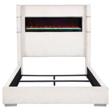 Tisdall Upholstered Cal King Flame Visualizer Bed Cream - Tampa Furniture Outlet