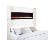 Tisdall Upholstered Cal King Flame Visualizer Bed Cream - Tampa Furniture Outlet