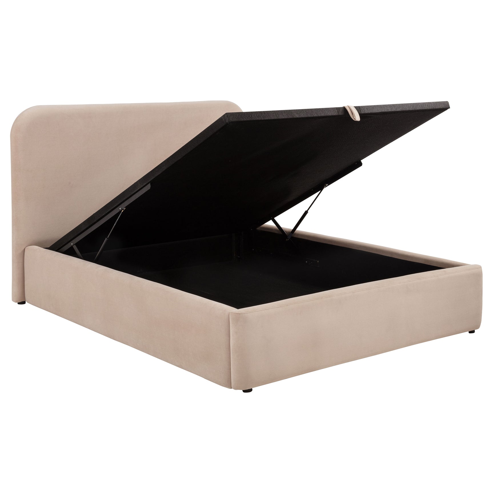 Tampa Furniture Outlet - Coaster - Anders Upholstered Eastern King Storage Lift Platform Bed Beige - 306037BEIKE