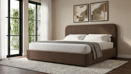 Anders Upholstered Eastern King Storage Lift Platform Bed Chocolate