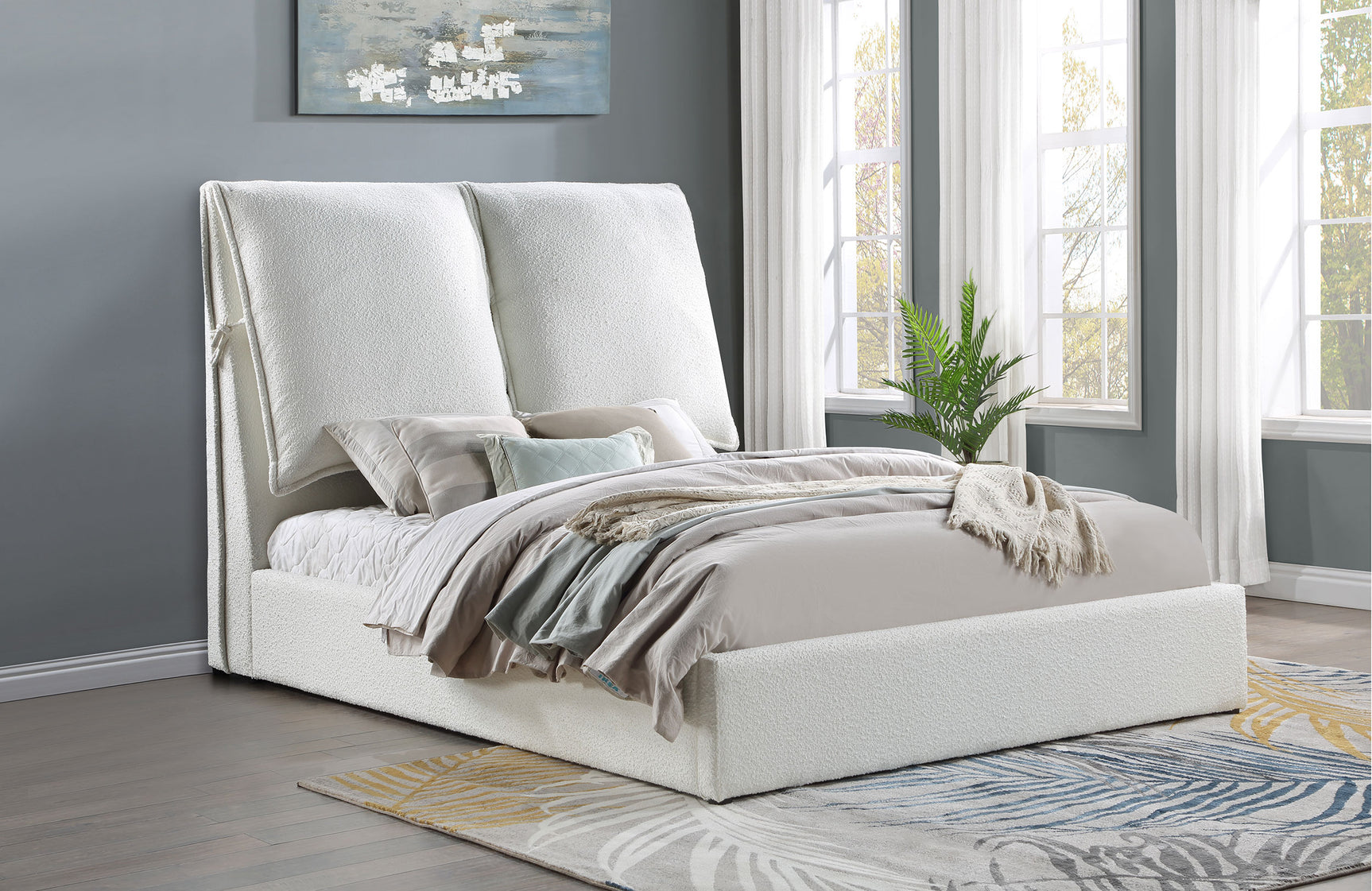 Gwendoline Upholstered Queen Panel Bed White - Tampa Furniture Outlet