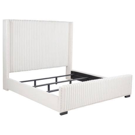 Tampa Furniture Outlet - Coaster - Natasha 65-inch Upholstered Eastern King Wingback Bed Cream - 306051KE
