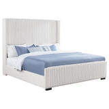 Natasha 65-inch Upholstered Eastern King Wingback Bed Cream - Tampa Furniture Outlet