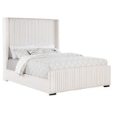 Natasha 65-inch Upholstered Queen Wingback Bed Cream - Tampa Furniture Outlet