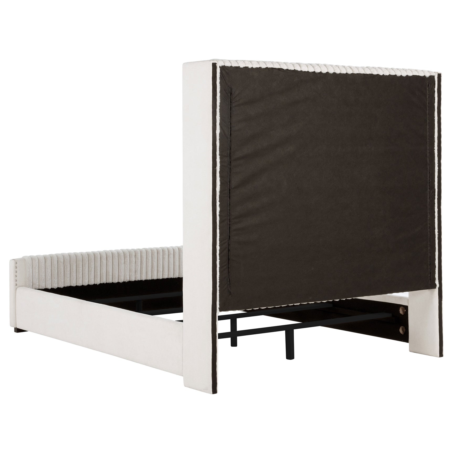 Natasha 65-inch Upholstered Queen Wingback Bed Cream - Tampa Furniture Outlet